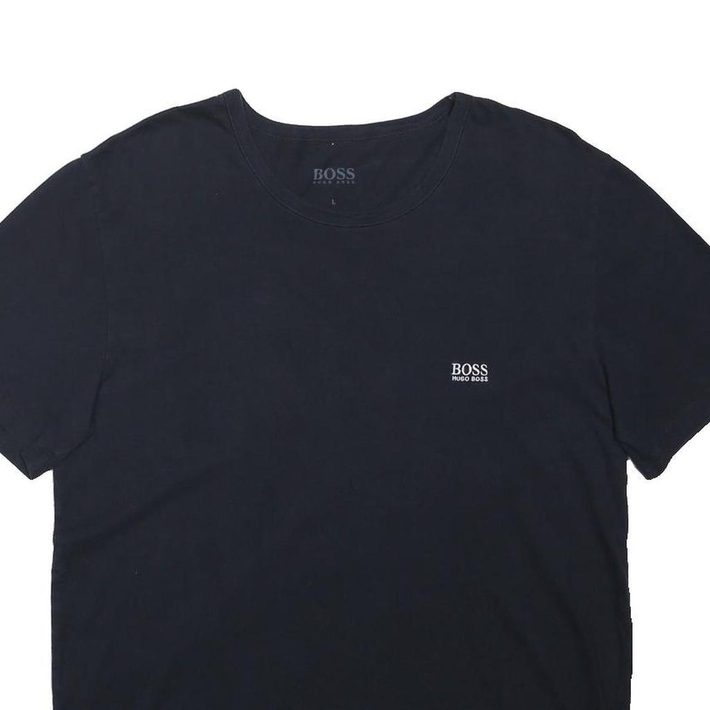 BOSS HUGO BOSS Mens Black L Cotton Blend T-Shirt Short Sleeve Crew Neck Classic