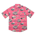 JOE MARLIN Mens Red Classic Car Print Cotton Shirt L Vintage Style Casual