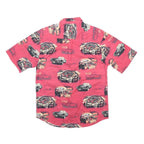 JOE MARLIN Mens Red Classic Car Print Cotton Shirt L Vintage Style Casual