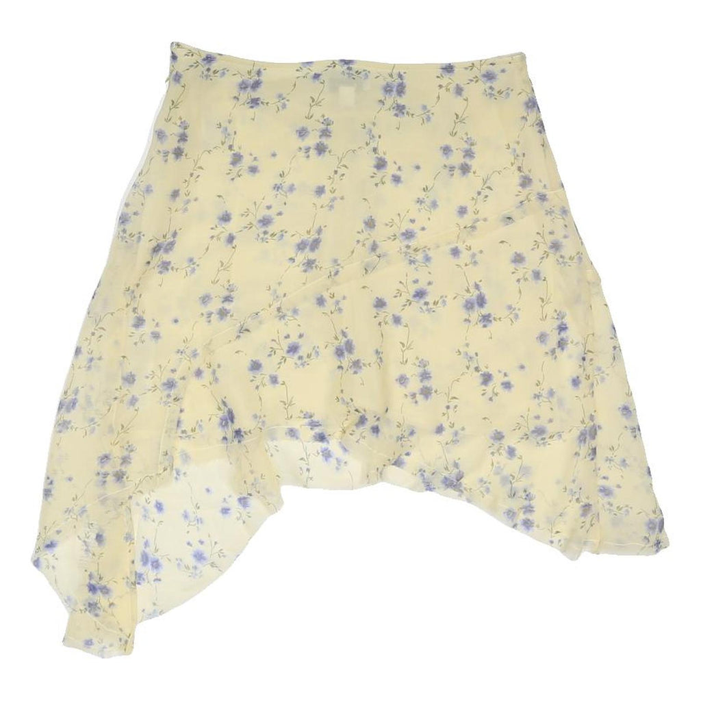 TOPSHOP Womens Yellow & Blue Floral Asymmetric Mini Polyester Skirt UK 10 Summer