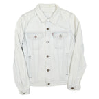 LEVI'S Mens White Cotton Blend Denim Jacket S Button Closure Classic Fit
