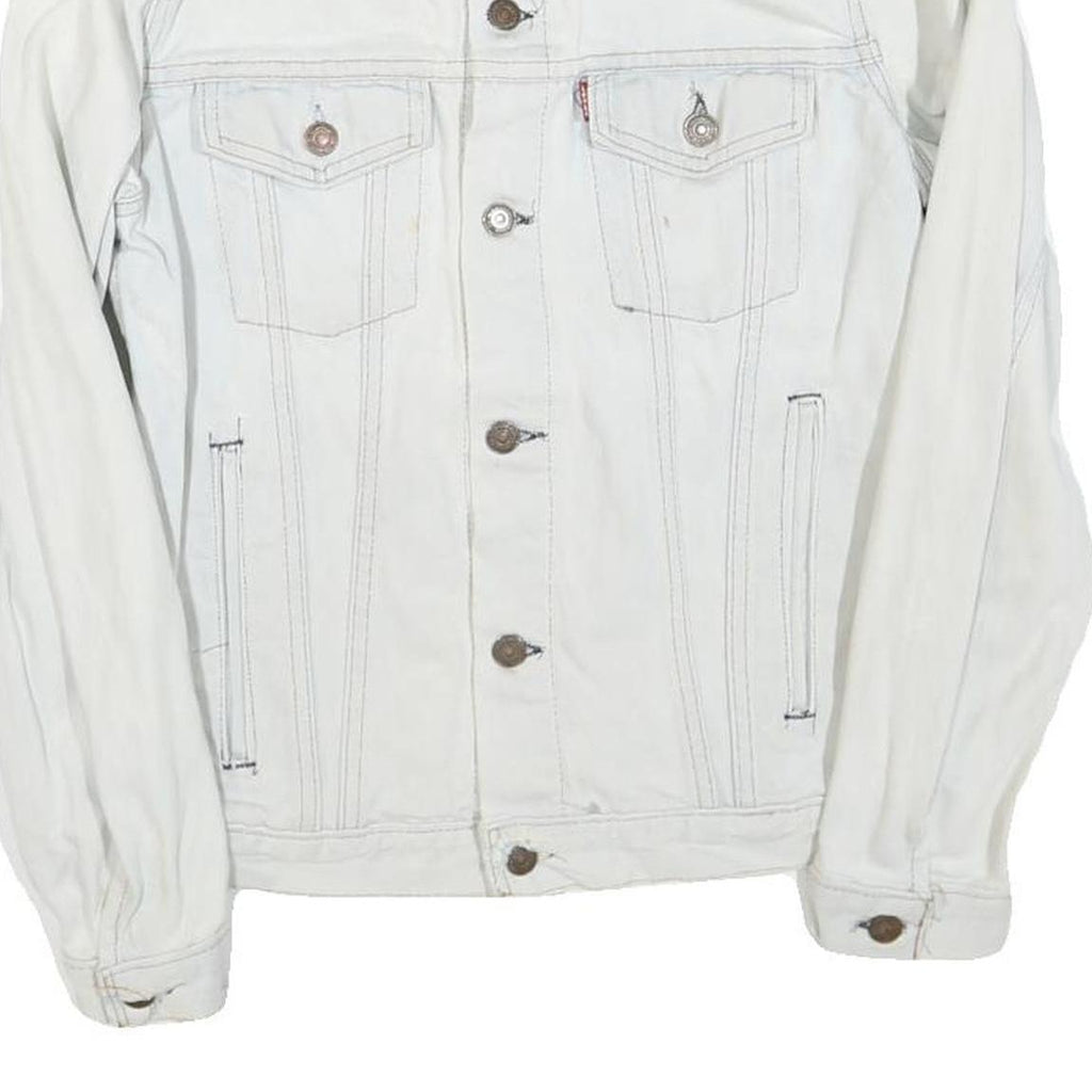 LEVI'S Mens White Cotton Blend Denim Jacket S Button Closure Classic Fit