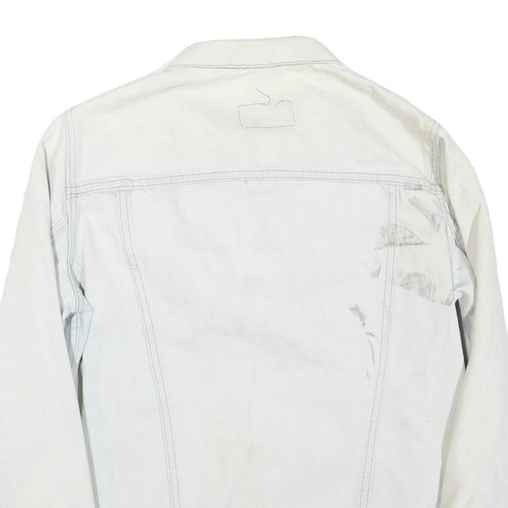 LEVI'S Mens White Cotton Blend Denim Jacket S Button Closure Classic Fit