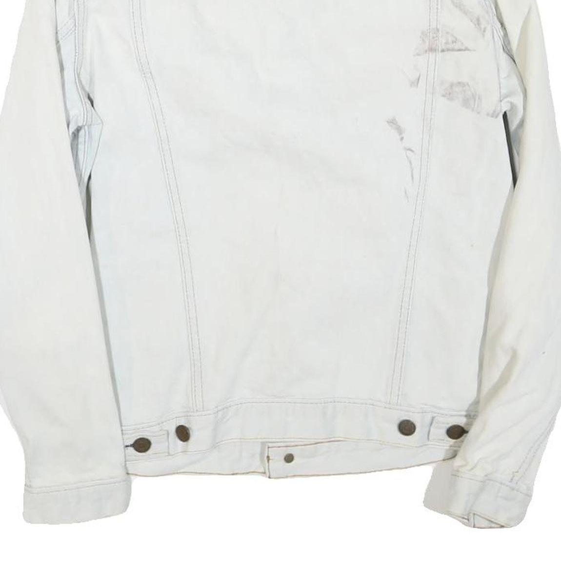 LEVI'S Mens White Cotton Blend Denim Jacket S Button Closure Classic Fit