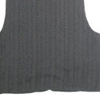 CANDA Womens Black Striped Cotton Button Vest L Classic Sleeveless Top