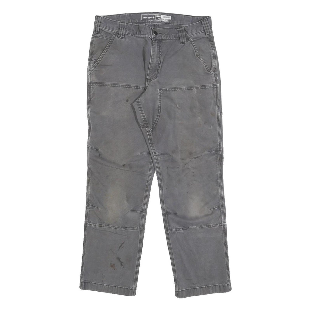 CARHARTT Mens Cotton Blend Grey Relaxed Fit Workwear Trousers W32 L27 Durable