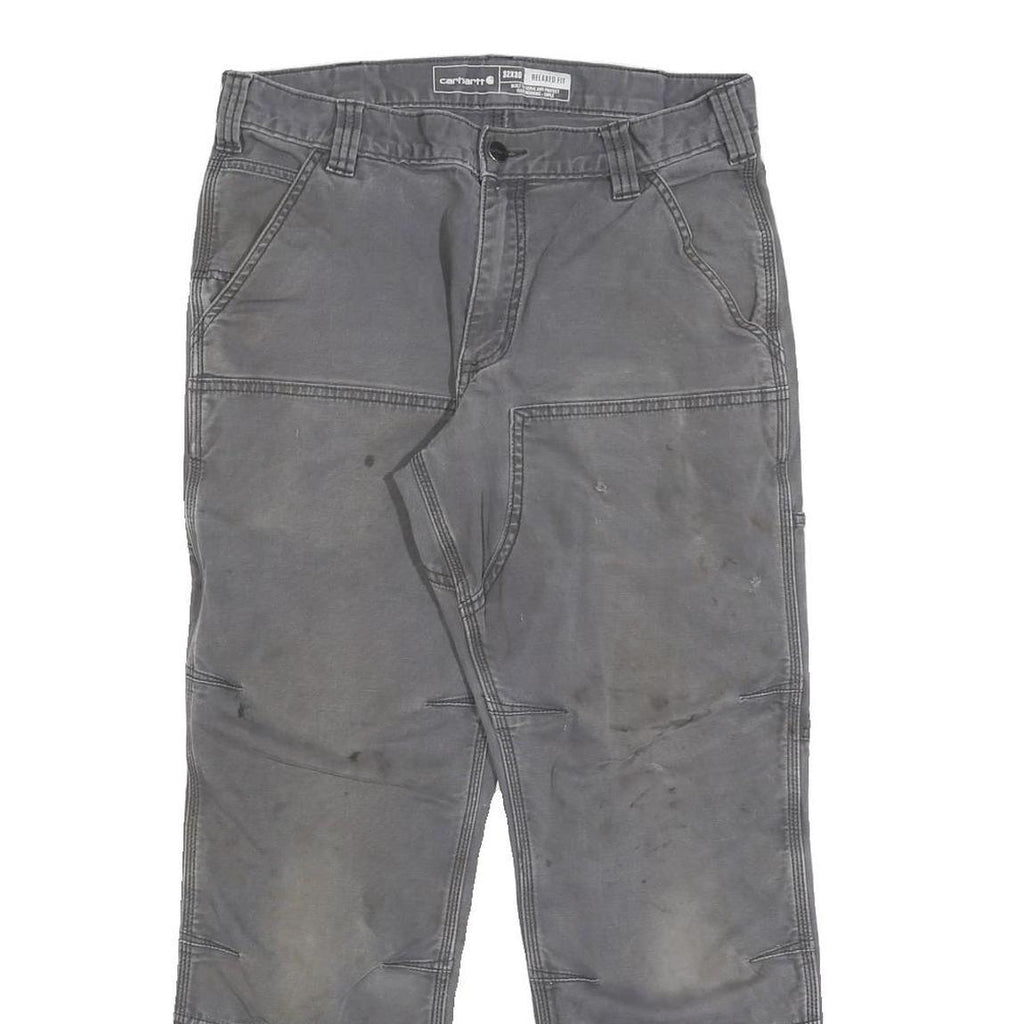 CARHARTT Mens Cotton Blend Grey Relaxed Fit Workwear Trousers W32 L27 Durable