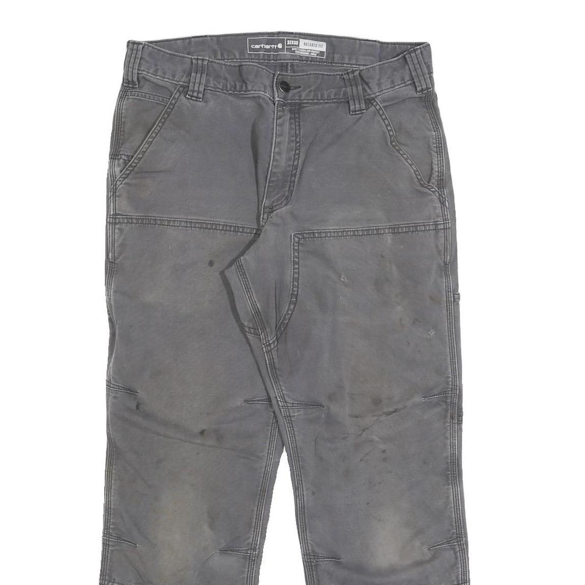 CARHARTT Mens Cotton Blend Grey Relaxed Fit Workwear Trousers W32 L27 Durable