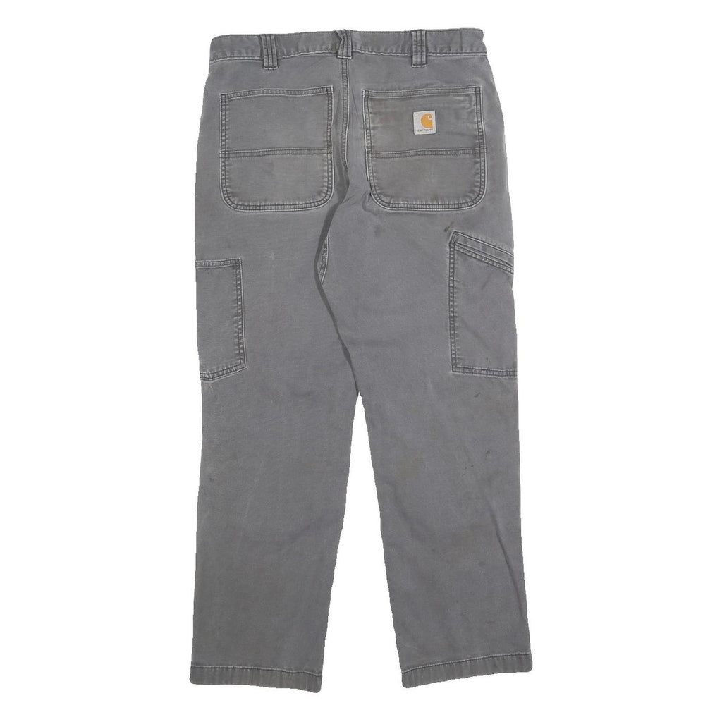 CARHARTT Mens Cotton Blend Grey Relaxed Fit Workwear Trousers W32 L27 Durable