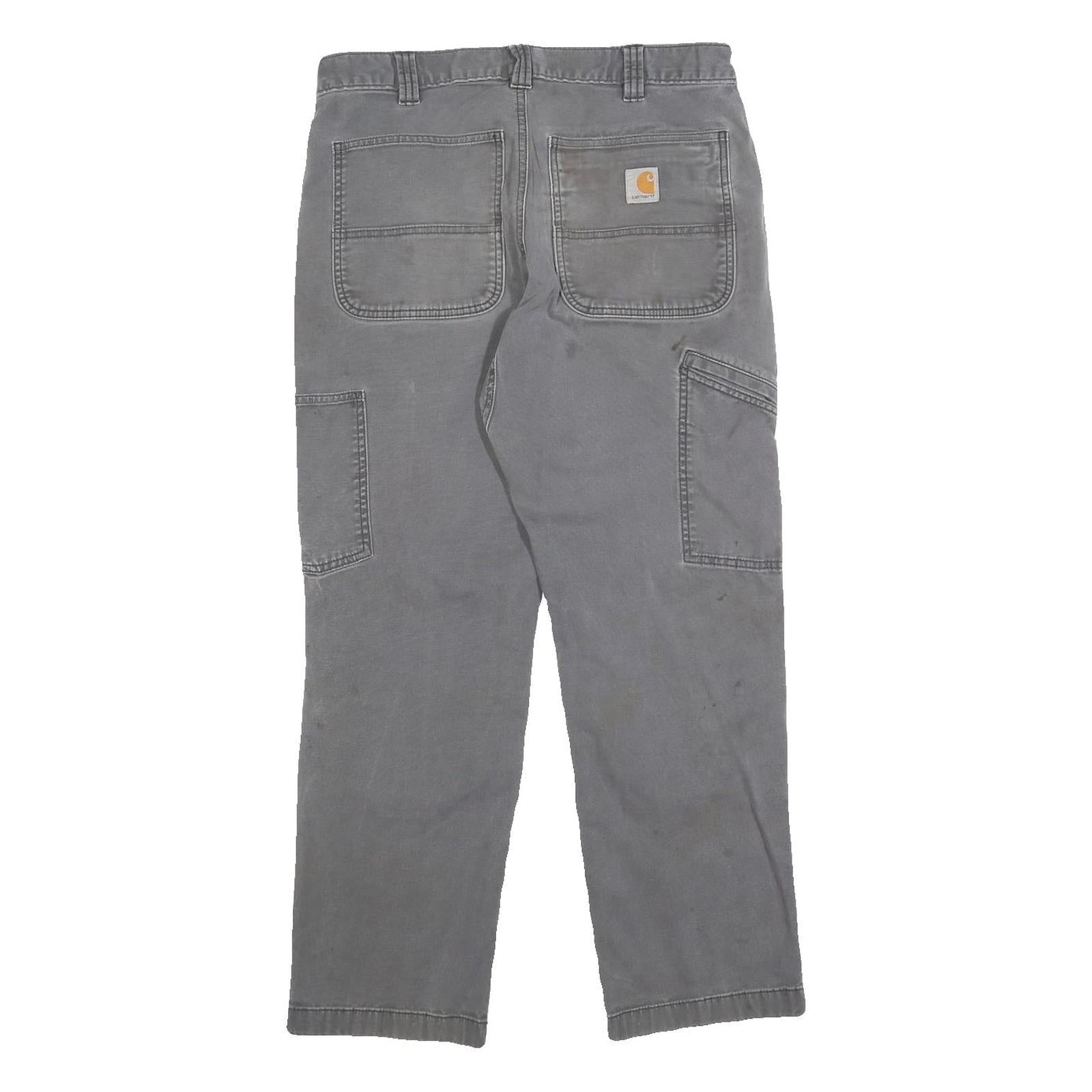 CARHARTT Mens Cotton Blend Grey Relaxed Fit Workwear Trousers W32 L27 Durable