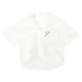 Womens White Cotton Blend Printed Shirt Short Sleeve Collared XL Pocket Casual