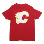 NHL Mens Red Calgary Flames Graphic T-Shirt M Short Sleeve Crew Neck Cotton