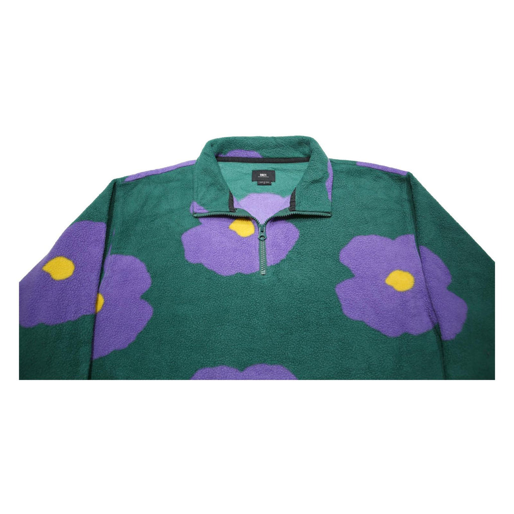 OBEY Womens Green & Purple Floral Patterned Pullover Plain Crew Neck Polyester