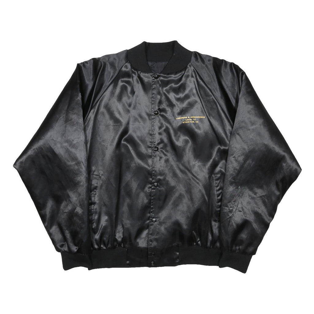 AUBURN Mens Black Nylon Classic Jacket XL Satin Labourers Local 73 Stockton