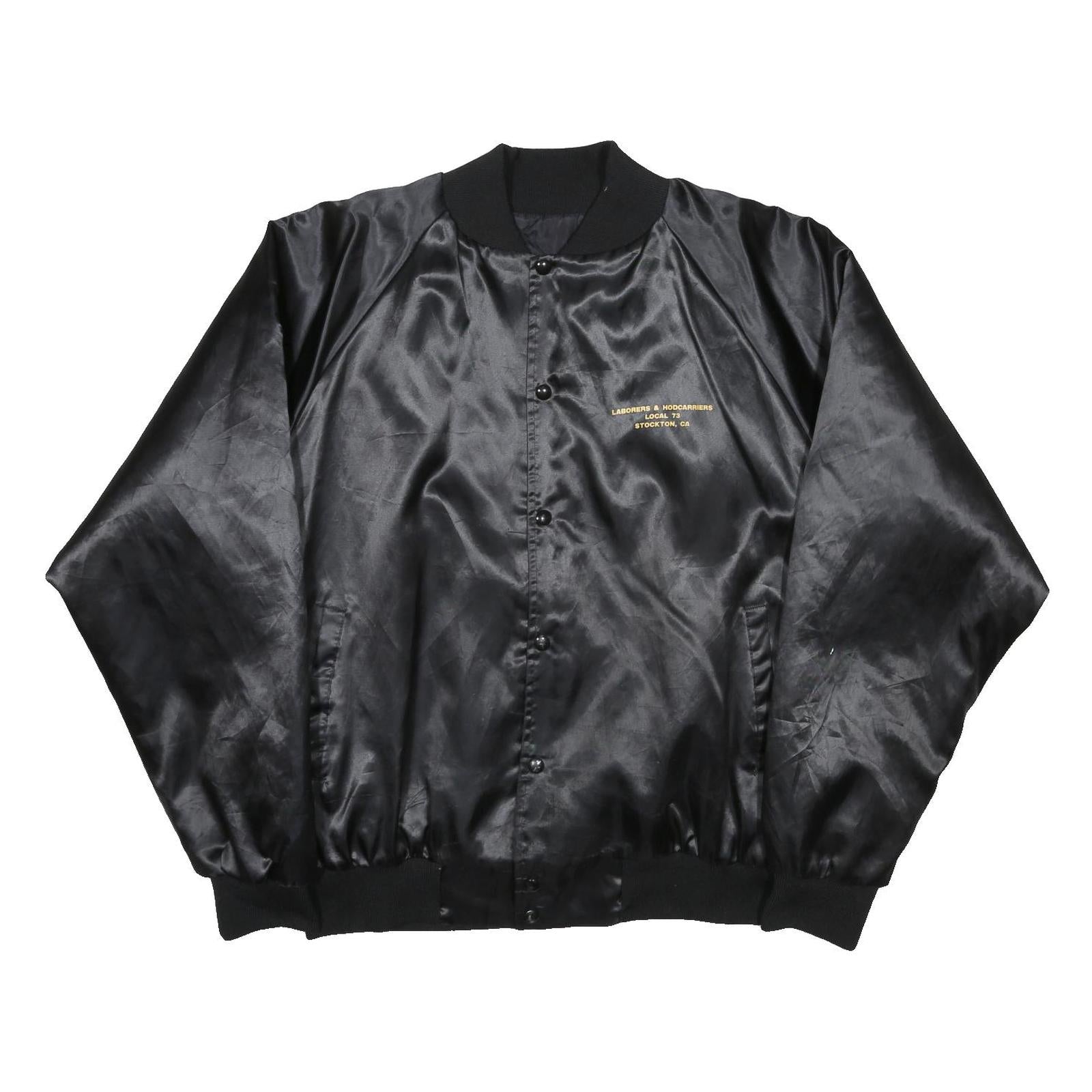 AUBURN Mens Black Nylon Classic Jacket XL Satin Labourers Local 73 Stockton