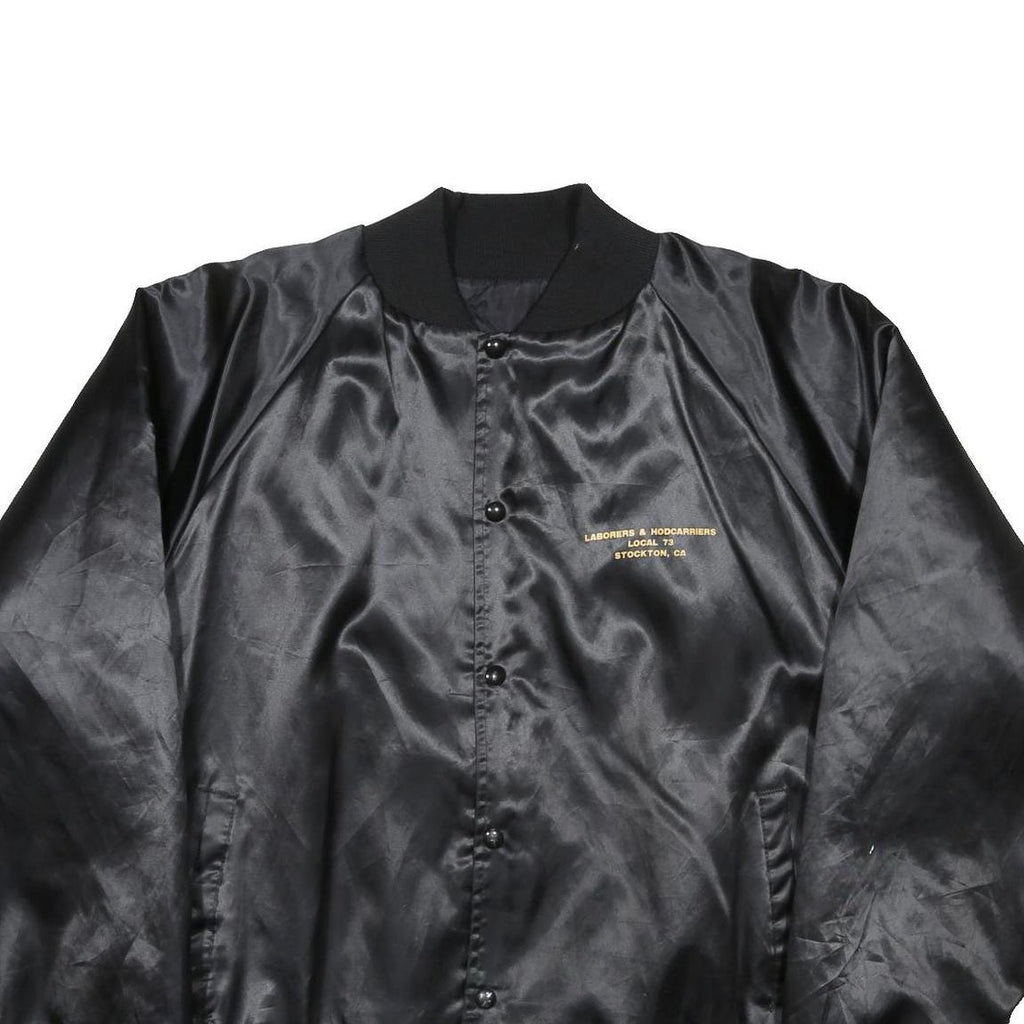 AUBURN Mens Black Nylon Classic Jacket XL Satin Labourers Local 73 Stockton