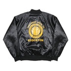 AUBURN Mens Black Nylon Classic Jacket XL Satin Labourers Local 73 Stockton