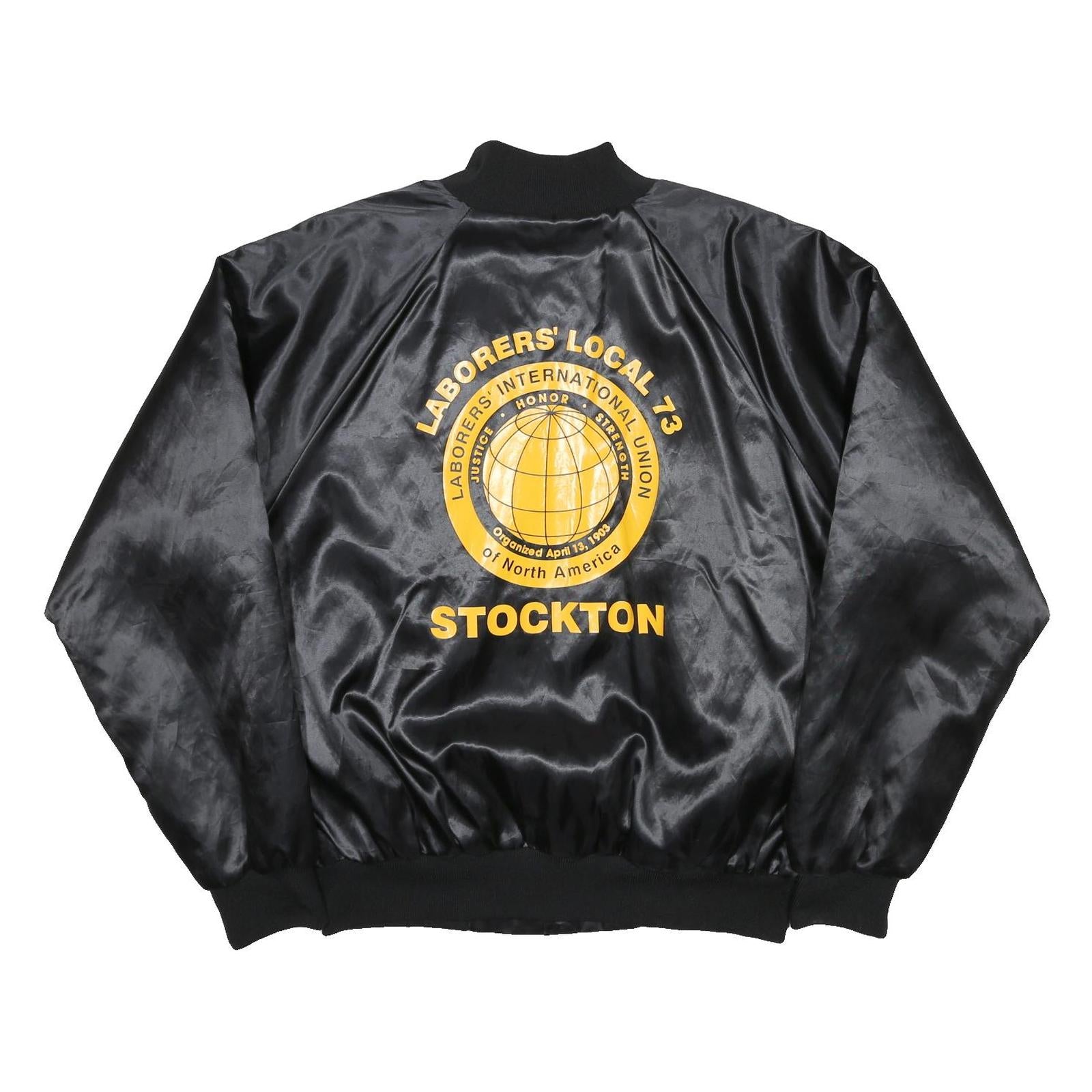 AUBURN Mens Black Nylon Classic Jacket XL Satin Labourers Local 73 Stockton