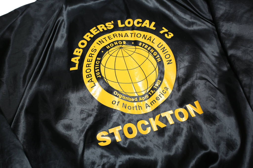 AUBURN Mens Black Nylon Classic Jacket XL Satin Labourers Local 73 Stockton