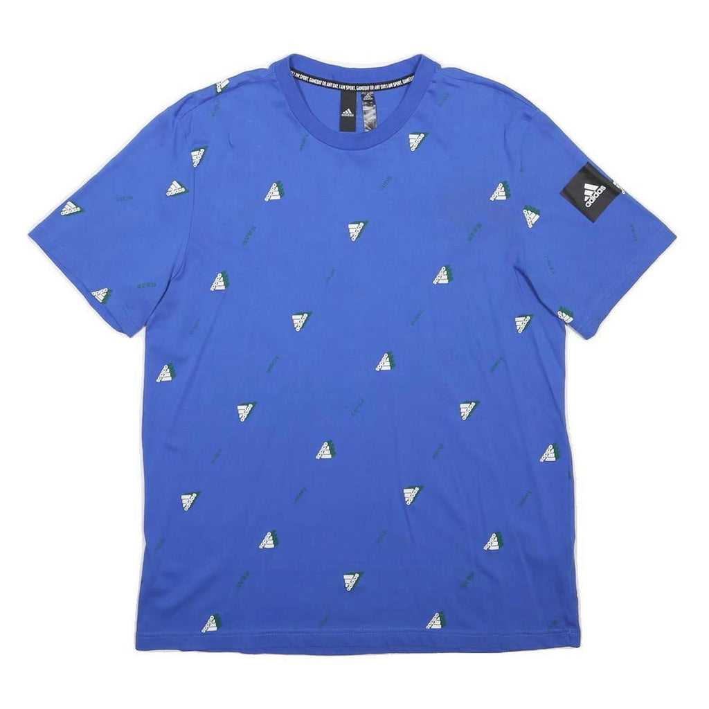 ADIDAS Mens Blue Graphic T-Shirt L Short Sleeve Crew Neck Sports Casual