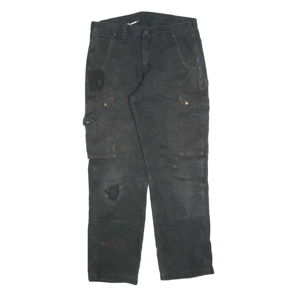 CARHARTT Mens Black Cotton Blend Regular Fit Straight Leg Trousers W34 L32