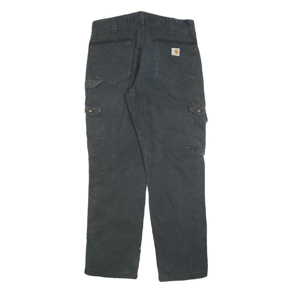 CARHARTT Mens Black Cotton Blend Regular Fit Straight Leg Trousers W34 L32