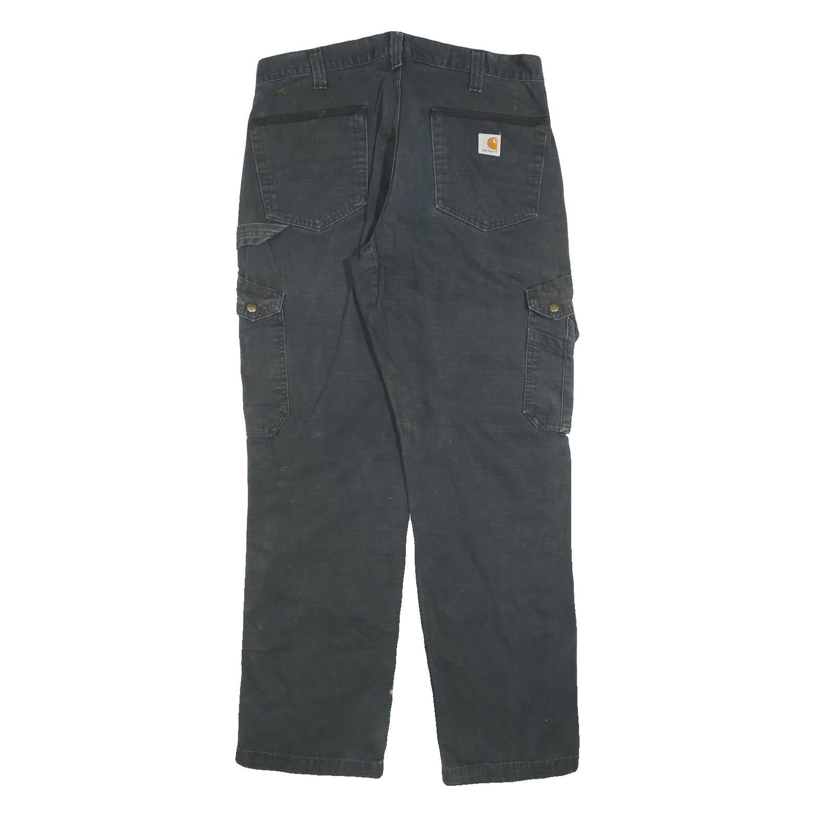 CARHARTT Mens Black Cotton Blend Regular Fit Straight Leg Trousers W34 L32