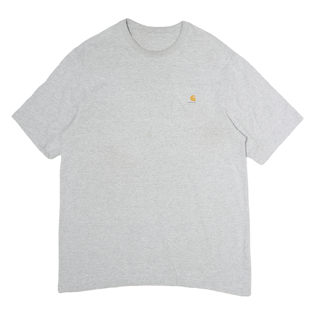 CARHARTT Mens Grey & Yellow Pocket T-Shirt L Short Sleeve Crew Neck Classic