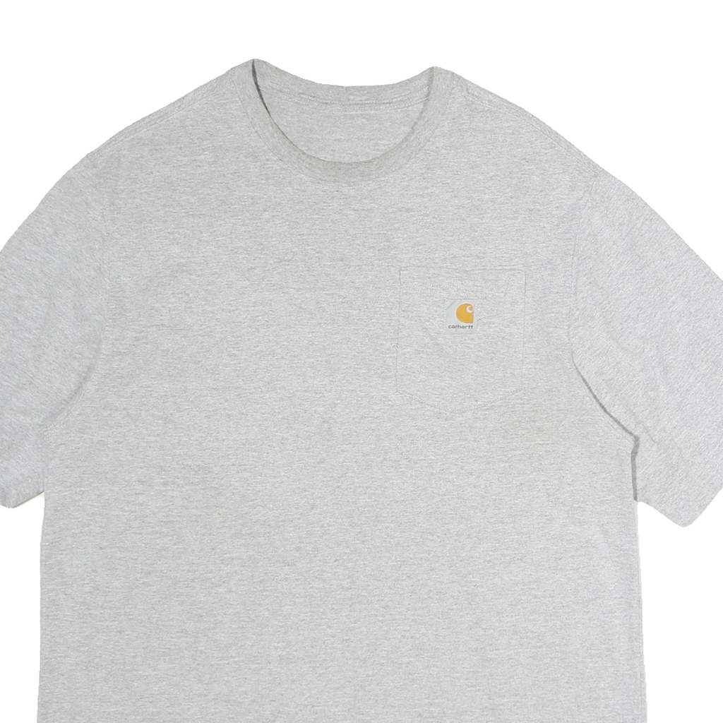 CARHARTT Mens Grey & Yellow Pocket T-Shirt L Short Sleeve Crew Neck Classic