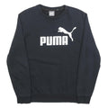 PUMA Mens Black Cotton Blend Sweatshirt S Crew Neck Logo Pullover Casual