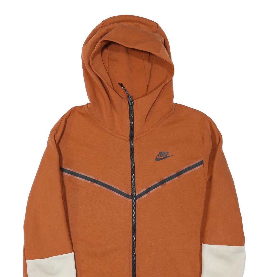 NIKE Mens Rust & Cream Full Zip Hooded Hoodie S Athletic Casual