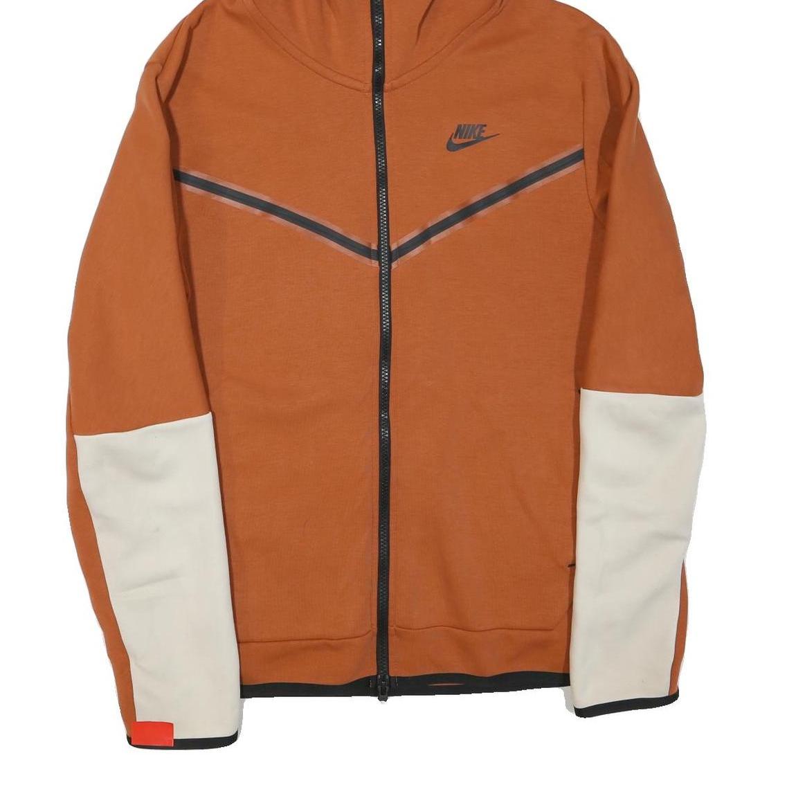 NIKE Mens Rust & Cream Full Zip Hooded Hoodie S Athletic Casual