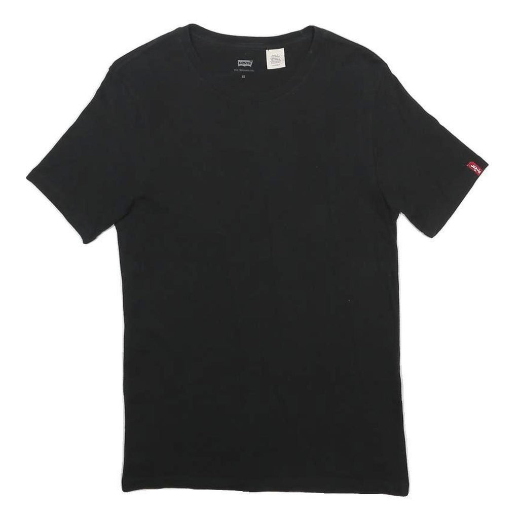 LEVI'S Mens Black Crew Neck Short Sleeve T-Shirt XS Cotton Blend Plain Classic