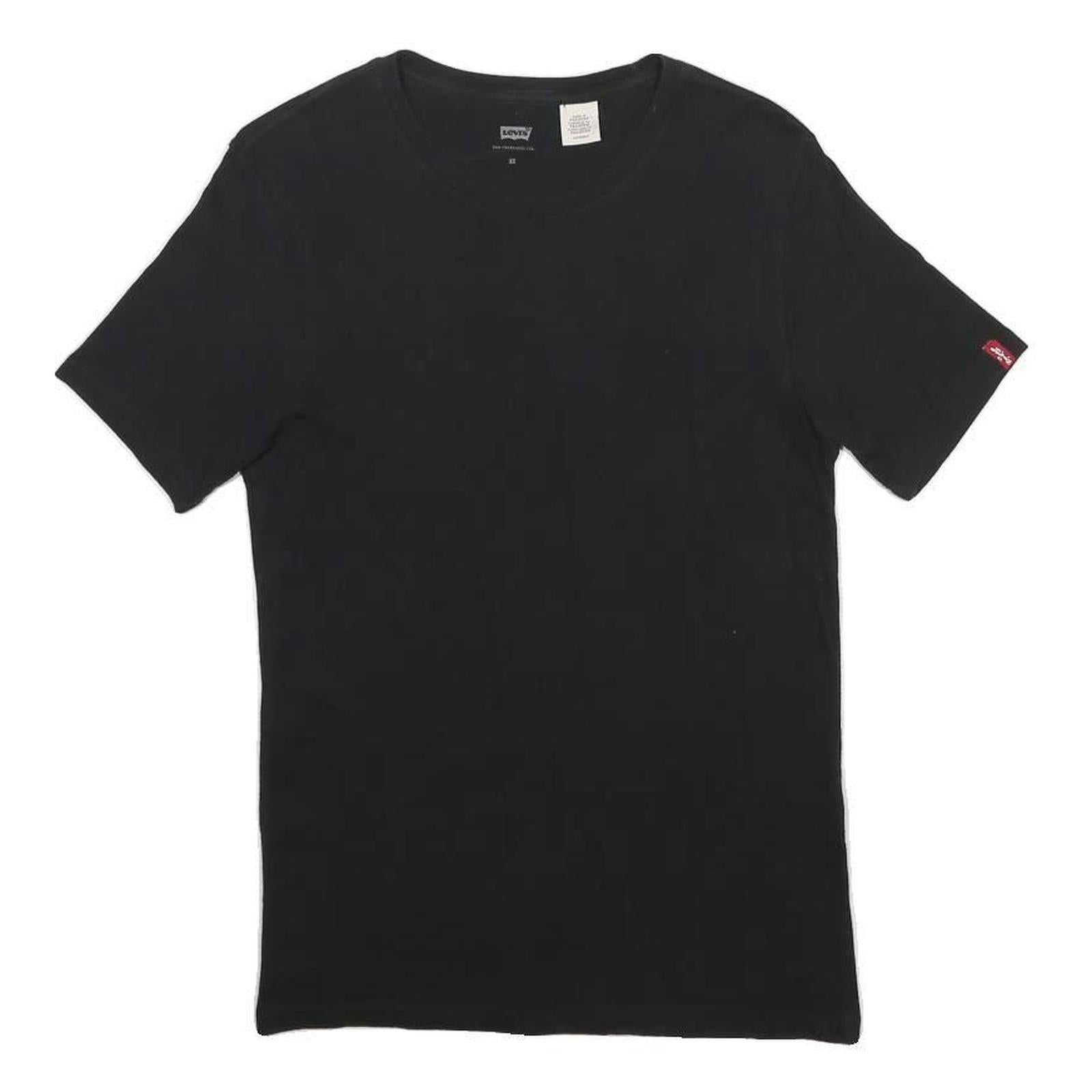 LEVI'S Mens Black Crew Neck Short Sleeve T-Shirt XS Cotton Blend Plain Classic
