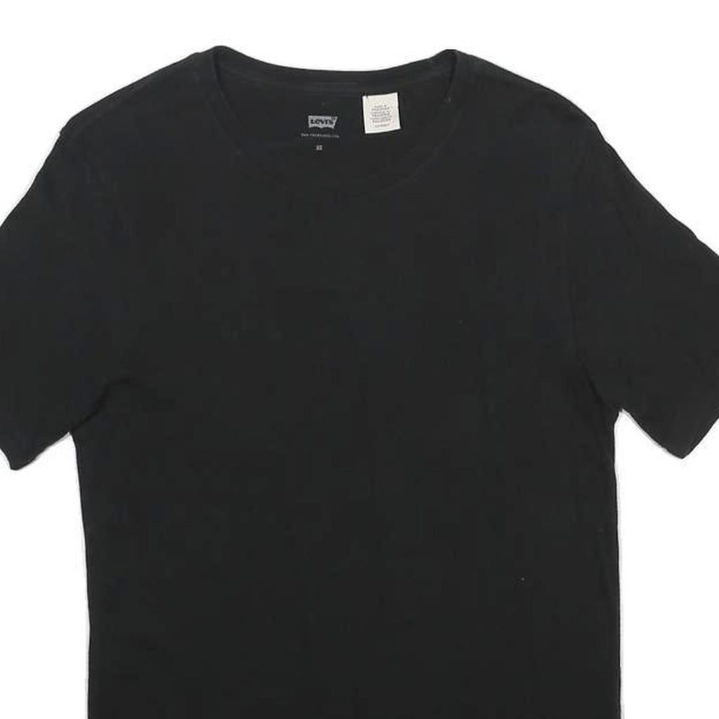 LEVI'S Mens Black Crew Neck Short Sleeve T-Shirt XS Cotton Blend Plain Classic