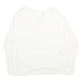 BENETTON Womens White Plain Button Up Crew Neck Basic Knit Jumper XS Lightweight