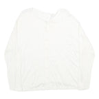 BENETTON Womens White Plain Button Up Crew Neck Basic Knit Jumper XS Lightweight