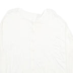 BENETTON Womens White Plain Button Up Crew Neck Basic Knit Jumper XS Lightweight