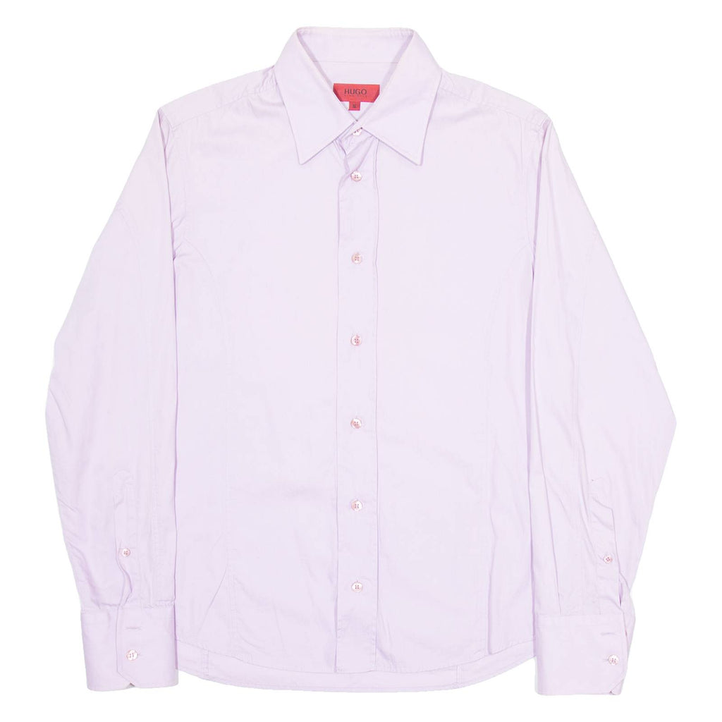 HUGO Mens Plain Shirt Purple Long Sleeve M