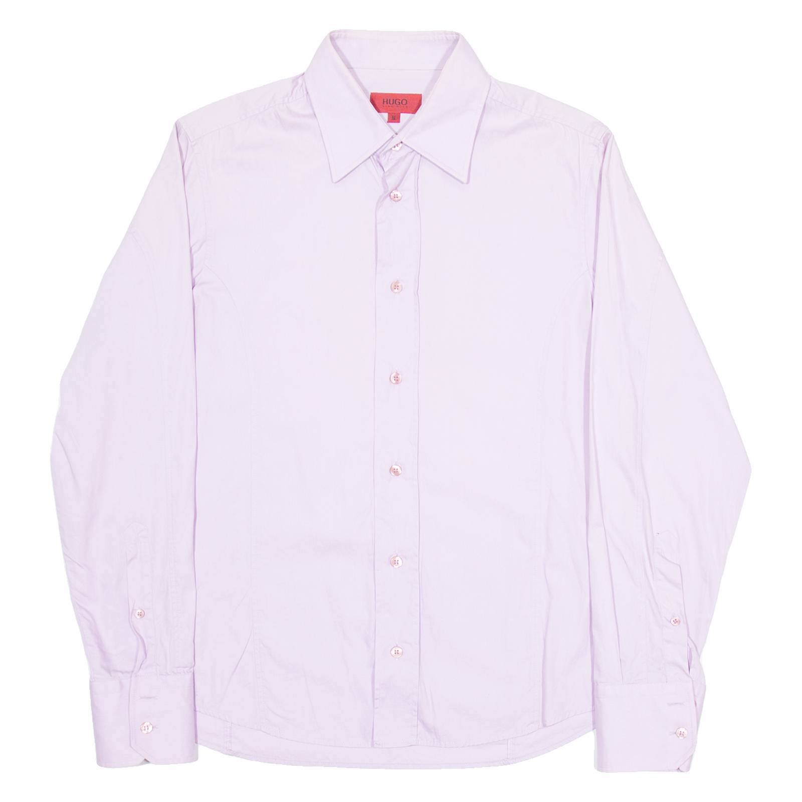 HUGO Mens Plain Shirt Purple Long Sleeve M