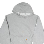 CARHARTT Mens Grey Hoodie M Logo Print Pullover Cotton Workwear Casual