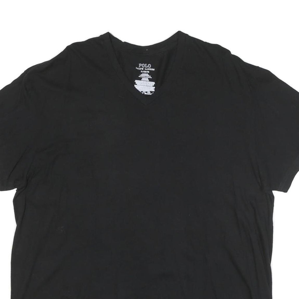 POLO RALPH LAUREN Mens Black V-Neck T-Shirt XL Cotton Blend Classic