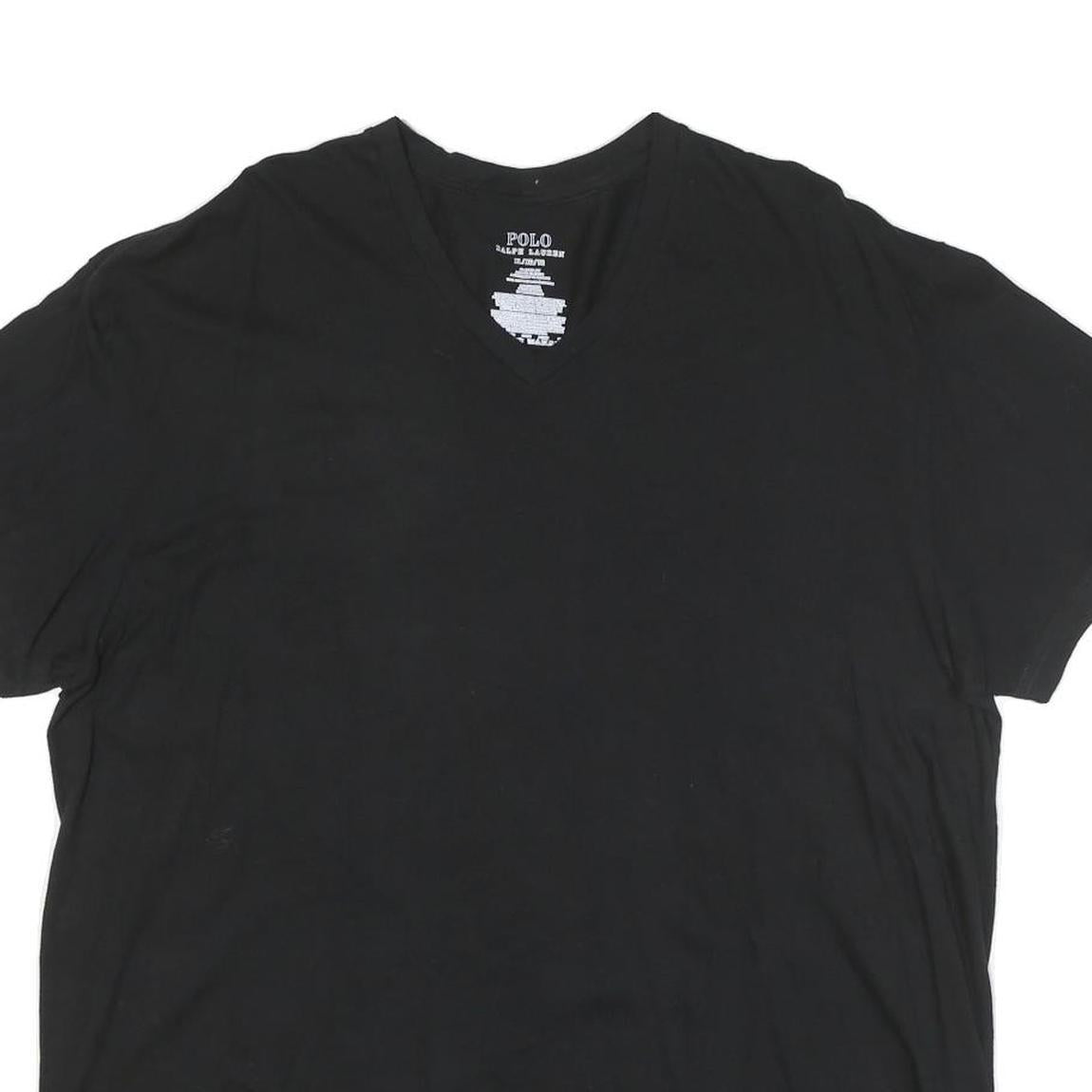 POLO RALPH LAUREN Mens Black V-Neck T-Shirt XL Cotton Blend Classic