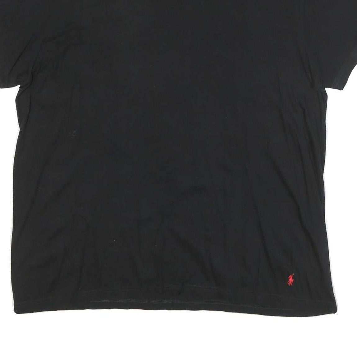 POLO RALPH LAUREN Mens Black V-Neck T-Shirt XL Cotton Blend Classic