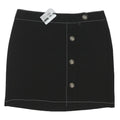 PAPAYA Womens Black Button Mini Skirt Polyester Blend UK 16 Contrast Stitching