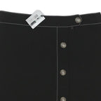 PAPAYA Womens Black Button Mini Skirt Polyester Blend UK 16 Contrast Stitching