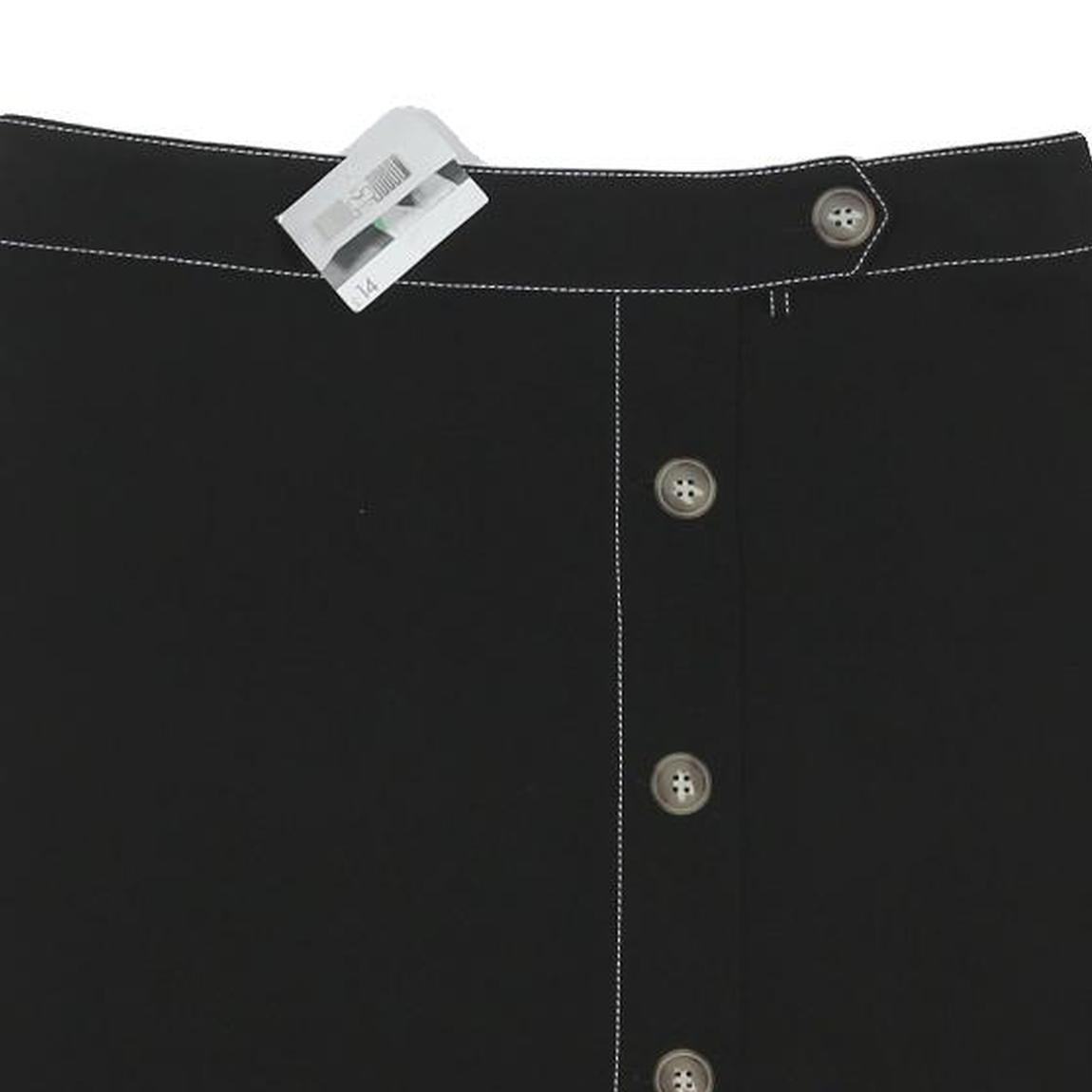 PAPAYA Womens Black Button Mini Skirt Polyester Blend UK 16 Contrast Stitching