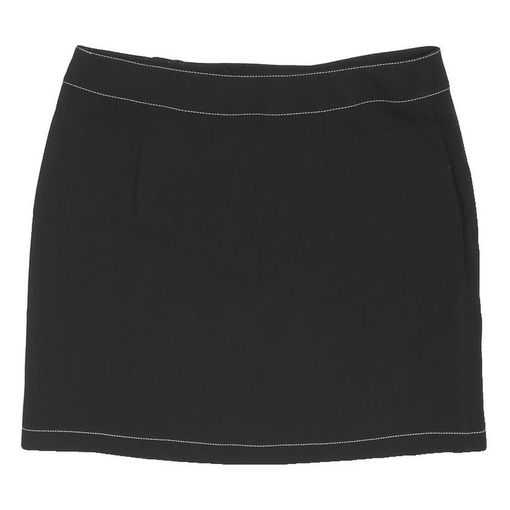 PAPAYA Womens Black Button Mini Skirt Polyester Blend UK 16 Contrast Stitching