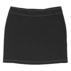 PAPAYA Womens Black Button Mini Skirt Polyester Blend UK 16 Contrast Stitching