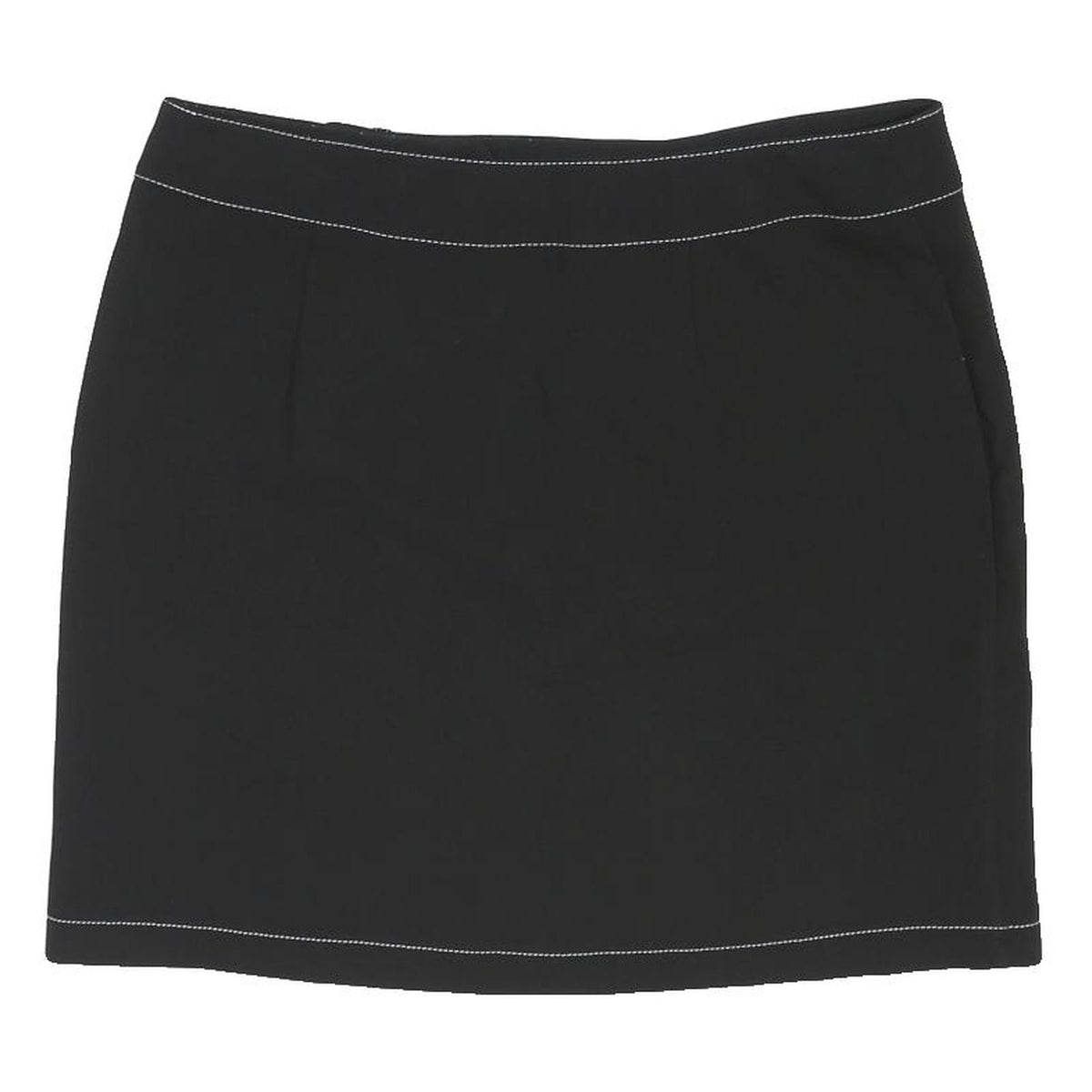 PAPAYA Womens Black Button Mini Skirt Polyester Blend UK 16 Contrast Stitching